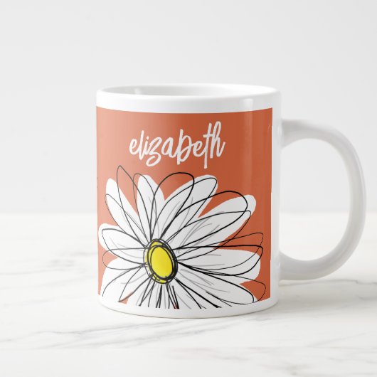 Whimsical Daisy - met trendy script naam Grote Koffiekop (Rechts)