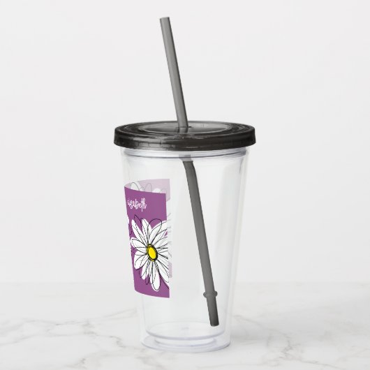 Whimsical Daisy - orchid - trendy script name Acryl Drinkbeker (Links)