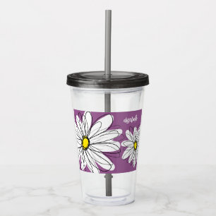 Whimsical Daisy - orchid - trendy script name Acryl Drinkbeker