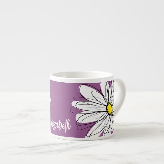 Whimsical Daisy - orchid - trendy script name Espresso Kop (Voorkant rechts)