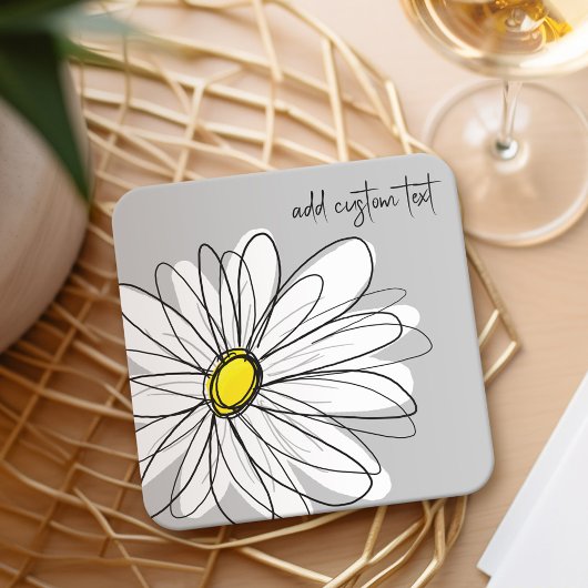 Whimsical Daisy - orchid - trendy script name Kartonnen Onderzetters