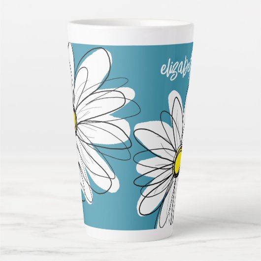 Whimsical Daisy - orchid - trendy script name Latte Mok (Voorkant)