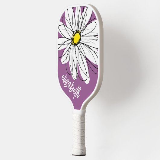 Whimsical Daisy - orchid - trendy script name Pickleball Paddle (Links)