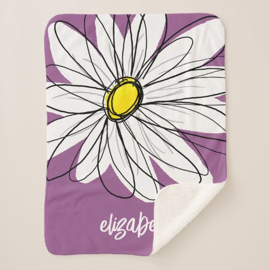 Whimsical Daisy - orchid - trendy script name Sherpa Deken (Voorkant)