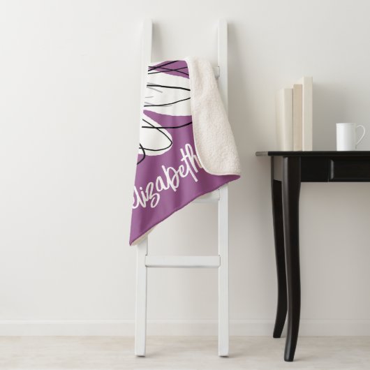 Whimsical Daisy - orchid - trendy script name Sherpa Deken (In situ)