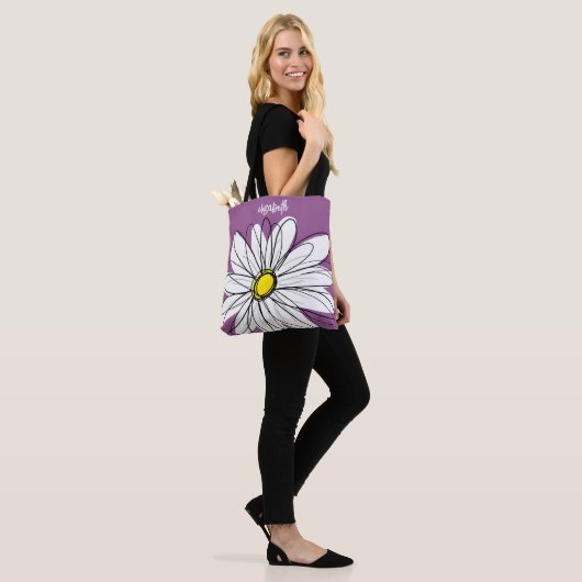 Whimsical Daisy - orchid - trendy script name Tote Bag (Op model)
