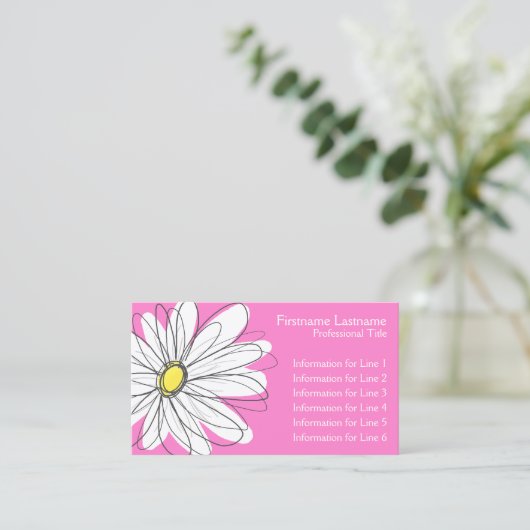 Whimsical Daisy - roze Visitekaartje (Staand voorkant)