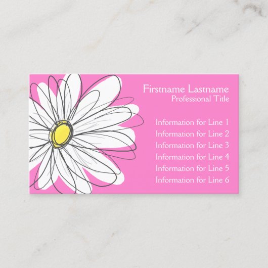 Whimsical Daisy - roze Visitekaartje (Voorkant)
