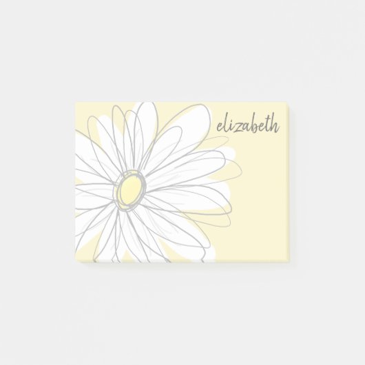 Whimsical Daisy - voeg jouw naam-geel grijs toe Post-it® Notes (Voorkant)