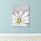 Whimsical Daisy Yellow en Grey Kinder Room Canvas Afdruk (Insitu (Houten vloer))