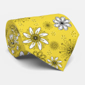 Whimsical Daisy Yellow en White  Stropdas (Opgerold)