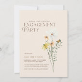 Whimsical Daisy Yellow Wildflower Engagement Party Kaart (Voorkant)