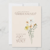 Whimsical Daisy Yellow Wildflowers Bruidsmeisje Kaart (Voorkant)
