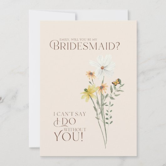 Whimsical Daisy Yellow Wildflowers Bruidsmeisje Kaart