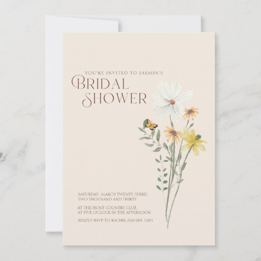 Whimsical Daisy Yellow Wildflowers Vrijgezellenfee Kaart (Voorkant)