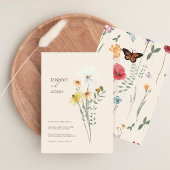 Whimsical Daisy Yellow Wildflowers Wedding Kaart