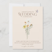 Whimsical Daisy Yellow Wildflowers Wedding Kaart (Voorkant)