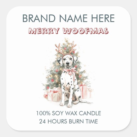 Whimsical Dalmatian Dog Christmas Labels (Voorkant)