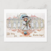 Whimsical Dancing Easter Bunnies and Child Briefkaart (Voorkant)