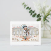 Whimsical  Dancing Easter Bunnies and Child Briefkaart (Staand voorkant)