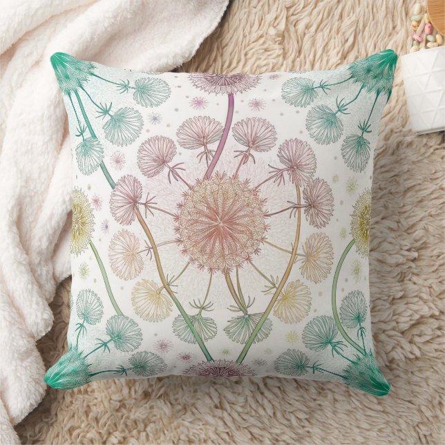 Whimsical Dandelion Breeze – Pastel Botanical Kussen (Deken)