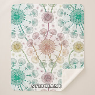 Whimsical Dandelion Breeze – Pastel Botanical Sherpa Deken
