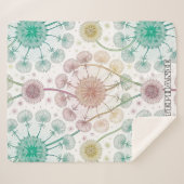 Whimsical Dandelion Breeze – Pastel Botanical Sherpa Deken (Voorkant (horizontaal))