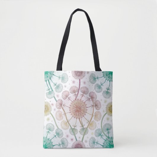 Whimsical Dandelion Breeze – Pastel Botanical Tote Bag (Voorkant)