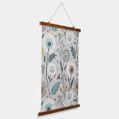 Whimsical Dandelion & Floral Folk Art Naadloos Hangend Wandkleed (Gebogen)