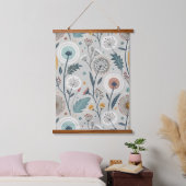 Whimsical Dandelion & Floral Folk Art Naadloos Hangend Wandkleed (Slaapkamer)