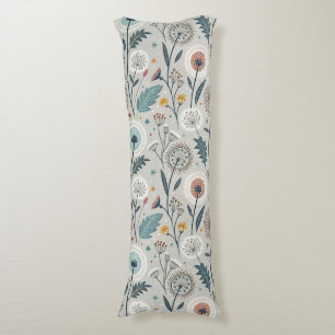 Whimsical Dandelion & Floral Folk Art Naadloos Lichaamskussen