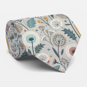 Whimsical Dandelion & Floral Folk Art Naadloos Stropdas (Opgerold)