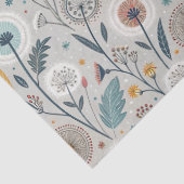 Whimsical Dandelion & Floral Folk Art Naadloos Tissuepapier (Detail)