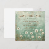 Whimsical Dandelion Flowers Wedding Save The Date (Voorkant / Achterkant)