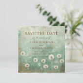 Whimsical Dandelion Flowers Wedding Save The Date (Staand voorkant)
