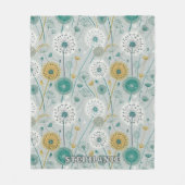 Whimsical Dandelion - Geel, Wit & Blauwgroen Fleece Deken (Voorkant)