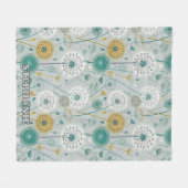 Whimsical Dandelion - Geel, Wit & Blauwgroen Fleece Deken (Voorkant (Horizontaal))