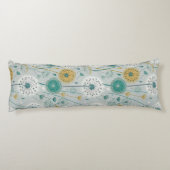 Whimsical Dandelion - Geel, Wit & Blauwgroen Lichaamskussen (Achterkant)