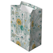 Whimsical Dandelion - Geel, Wit & Blauwgroen Medium Cadeauzakje (Voorkant Gekanteld)