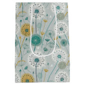Whimsical Dandelion - Geel, Wit & Blauwgroen Medium Cadeauzakje (Achterkant)