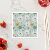 Whimsical Dandelion - Geel, Wit & Blauwgroen Servet (Insitu)
