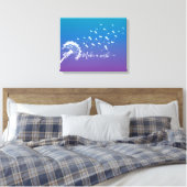 Whimsical Dandelion Make a Wish Blue Paars Ombre Canvas Afdruk (Insitu (Slaapkamer))