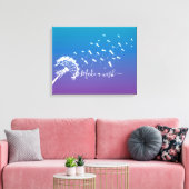Whimsical Dandelion Make a Wish Blue Paars Ombre Canvas Afdruk (Insitu (Woonkamer))