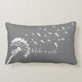 Whimsical Dandelion Make a Wish Grey White Kussen