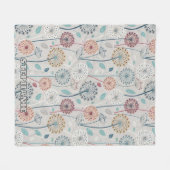 Whimsical Dandelion - Rood, Geel, Wit & Blauwgroen Fleece Deken (Voorkant (Horizontaal))