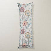 Whimsical Dandelion - Rood, Geel, Wit & Blauwgroen Lichaamskussen (Achterkant (Verticaal))