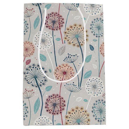 Whimsical Dandelion - Rood, Geel, Wit & Blauwgroen Medium Cadeauzakje (Voorkant)