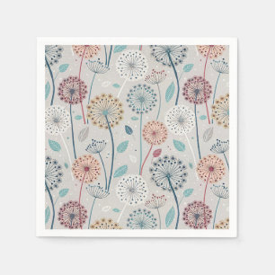 Whimsical Dandelion - Rood, Geel, Wit & Blauwgroen Servet