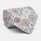 Whimsical Dandelion - Rood, Geel, Wit & Blauwgroen Stropdas (Opgerold)