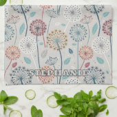 Whimsical Dandelion - Rood, Geel, Wit & Blauwgroen Theedoek (Gevouwen)